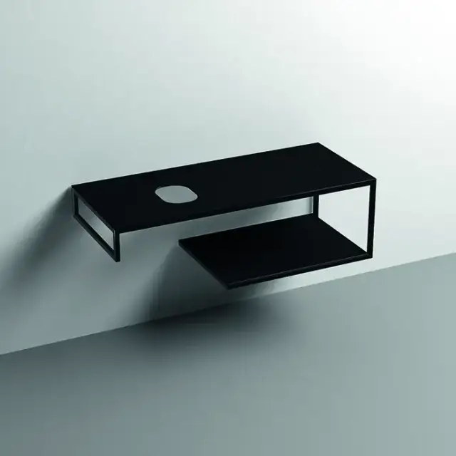 Kerasan Louise Металлическая структура для раковины 120см, подвесная, с полкой, с 1 отв., с полотенцедержателем, цвет: черный матовый