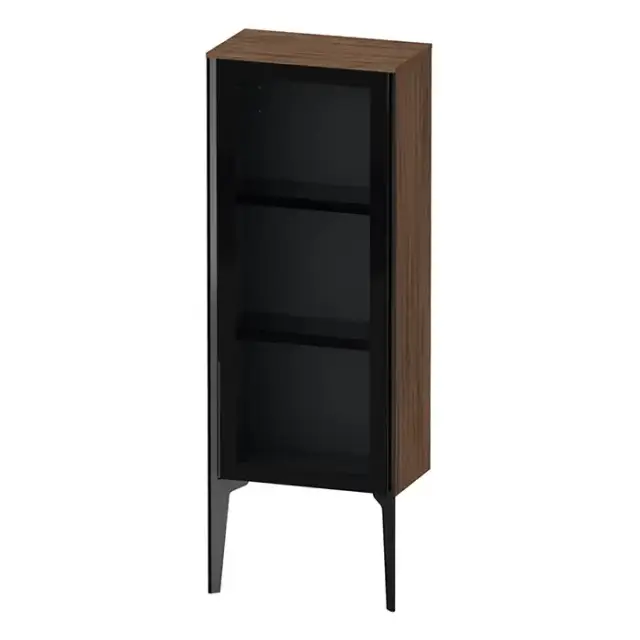 Duravit XViu Шкаф подвесной со стеклянной дверью 40x24x89см, 2 стеклянные полки (петли слева), цвет: walnut dark/черный матовый