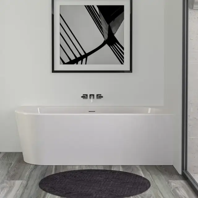 KNIEF Wall Corner L Ванна пристенная с монтажом в правый угол 180х80х60см, с щелевым переливом, со  слив-переливом, цвет: белый