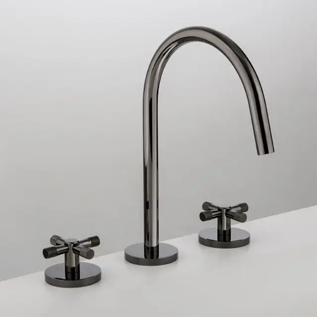 Gattoni MD Смеситель для раковины, 3 отв., ручки ALZO, с донным клапаном, цвет: черный никель