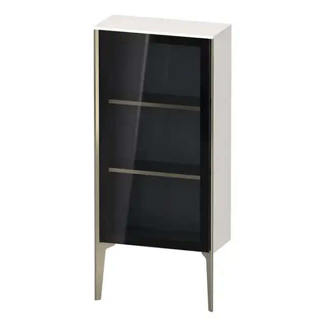 Duravit XViu Шкаф подвесной со стеклянной дверью 50x24x89см, 2 стеклянные полки (петли слева), цвет: белый глянцевый/champagne matt