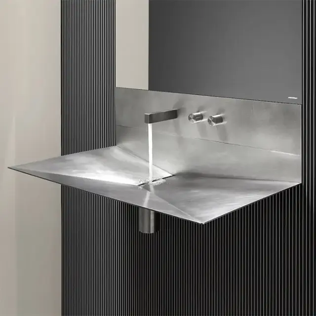 Antonio Lupi Lavandino Раковина 72х44.5х27.5 см, 3 отв., из нержавеющей стали, со смесителем и самотечным донным клапаном, цвет: Stainless steel 316/L