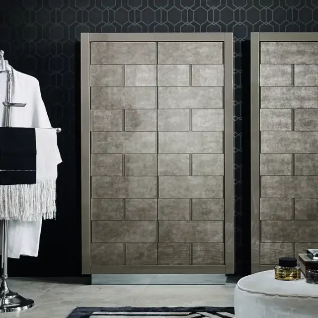 VITAGE milldue edition RITZ Шкаф-пенал 96х32х158.5см, напольный, рама глянц. лак Castoro, цвет: Alligator gold