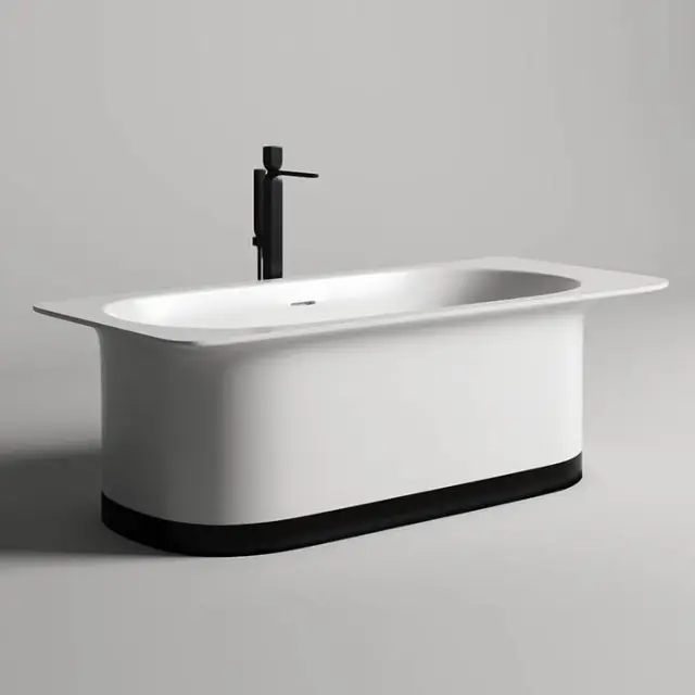 Salini Ninfea Ванна отдельностоящая 180х82х57.5cм,  донный клапан, сифон, слив-перелив, S-stone, цвет: белый матовый