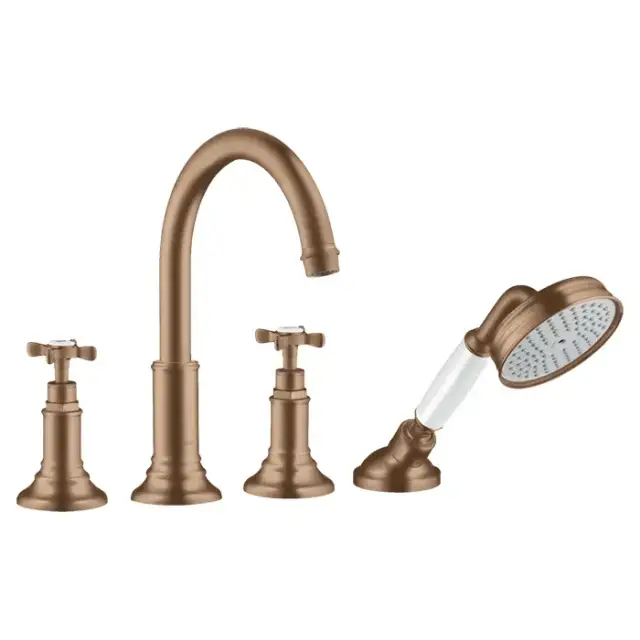 Axor Montreux Смеситель на борт ванны, на 4 отв., с ручным душем, цвет: шлифованное красное золото