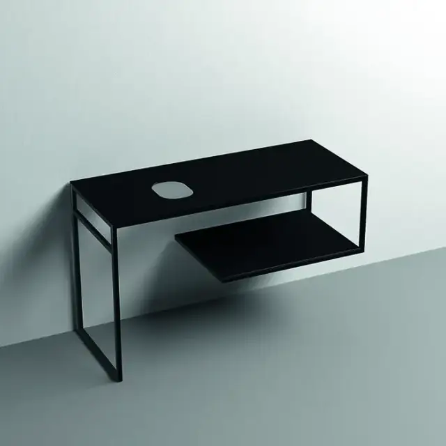 Kerasan Louise Металлическая структура для раковины 120х74см, напольная, с полкой, с 1 отв., с полотенцедержателем, цвет: черный матовый