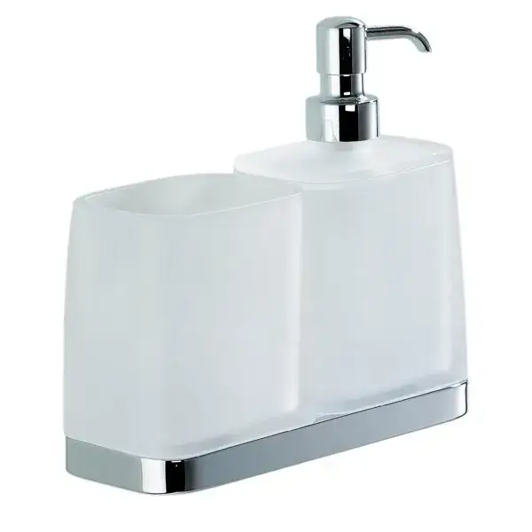 Colombo Time Дозатор для жидкого мыла со стаканом, настольный, цвет: хром/матовое стекло