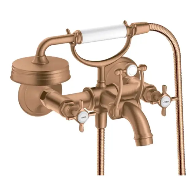 Axor Montreux Смеситель для ванны, настенный, с ручным душем, цвет: шлифованная бронза