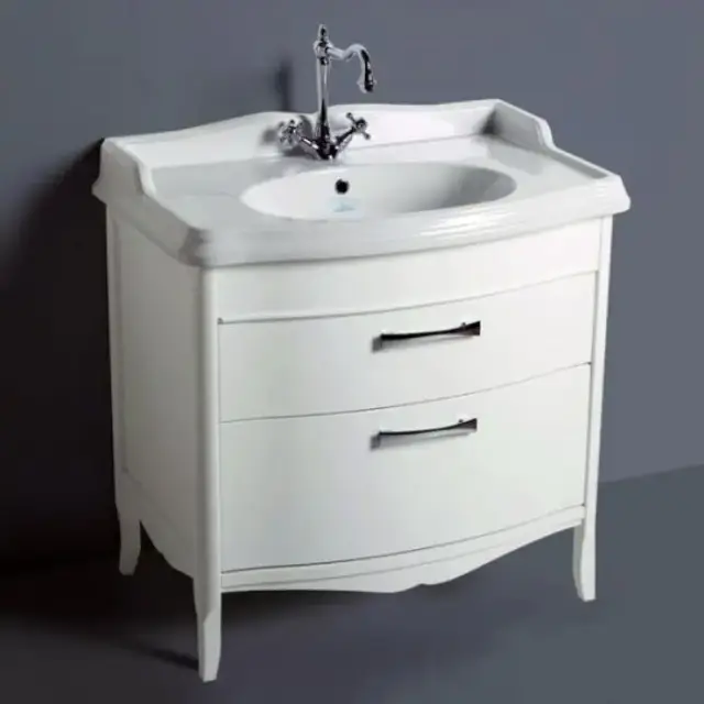 SIMAS Arcade Комплект мебели с двумя выдвижными ящиками, фурнитура хром с раковиной AR864, 90см, напольная, Цвет: белый