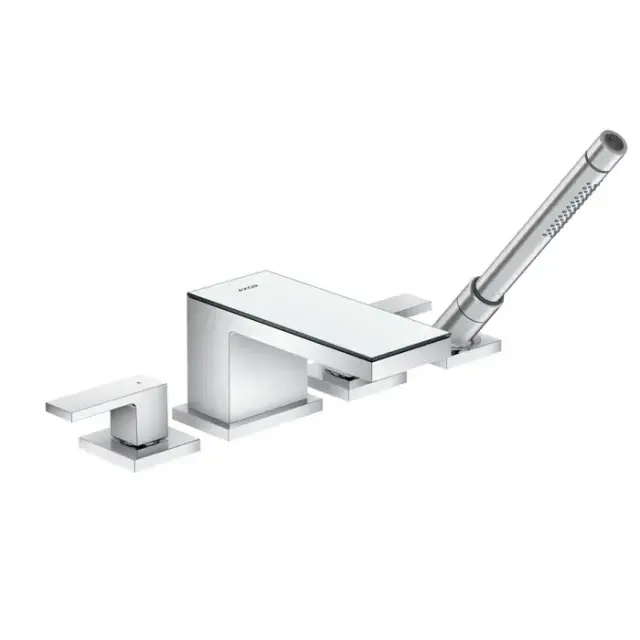 Axor MyEdition Смеситель для ванны, на 4 отв, излив 200мм, внешняя часть, цвет: хром/зеркальное стекло