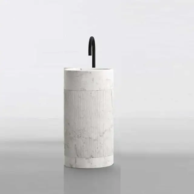 NOORTH milldue edition ROMA Раковина 45х88 см, без отв., напольная, без перелива, с донным клапаном, цоколь Bianco Carrara, цвет: Bianco Carrara/Bianco Carrara