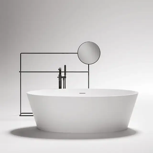 Gruppo Treesse Alma Ванна отдельностоящая 175х80х55 см, с сливом-переливом и сифоном, Solid Surface, цвет: белый глянцевый