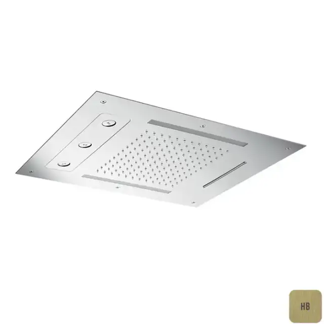 Almar Chromotherapy Встраиваемый верхний душ 48х63см., 3 типа струи, хромотерапия, цвет: латунь брашированная PVD