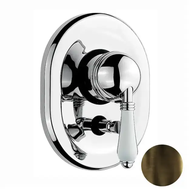 Nicolazzi P.m. Blanc Встраиваемый смеситель для душа с переключением, 2 источника, ручки белая керамика, цвет: тёмная бронза