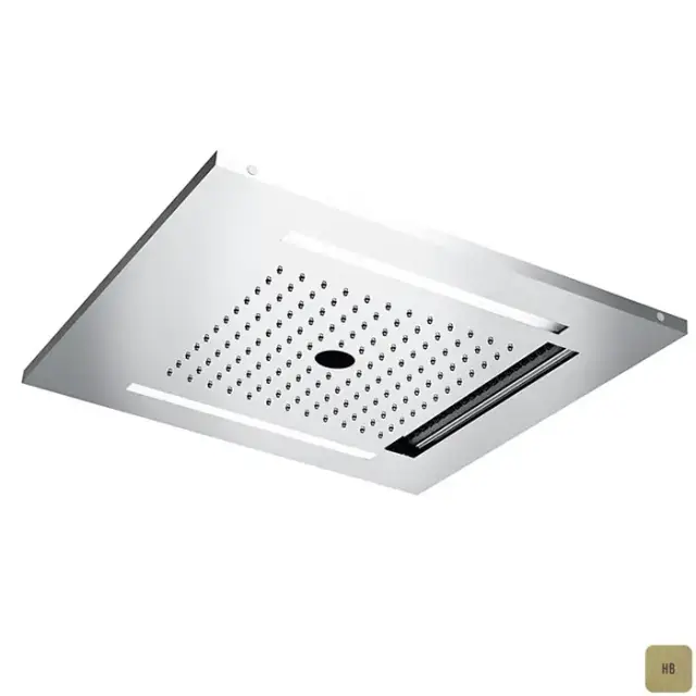 Almar Chromotherapy Встраиваемый верхний душ 49,6х49,6см., 3 типа струи, хромотерапия, цвет: латунь брашированная PVD