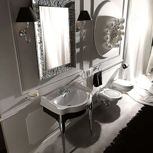 Kerasan Retro Консоль с белой раковиной 73см, подвесная, цвет: черный / хром