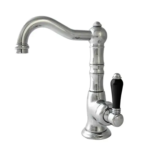 Nicolazzi Ceramica Nera Смеситель для раковины однорычажный, с донным клапаном, ручки черная керамика, цвет: хром