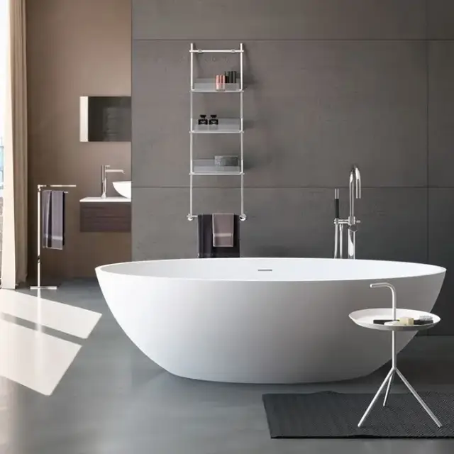 Gruppo Treesse Carezza Ванна 170х80х52см., отдельностоящая, Solid Surface, с сливом-переливом и сифоном, цвет: белый матовый