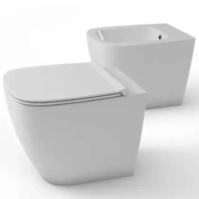 Globo Genesis Унитаз напольный приставной,  безободковый 55 см,слив универсальный, с креплением, цвет: белый