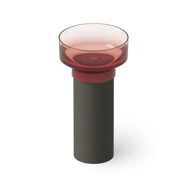 Dea Design Robust type Раковина 48x48x90см., напольная, без отв., Glasstech, прозрачная смола, цвет: чаша pomegranate/пьедестал graphite