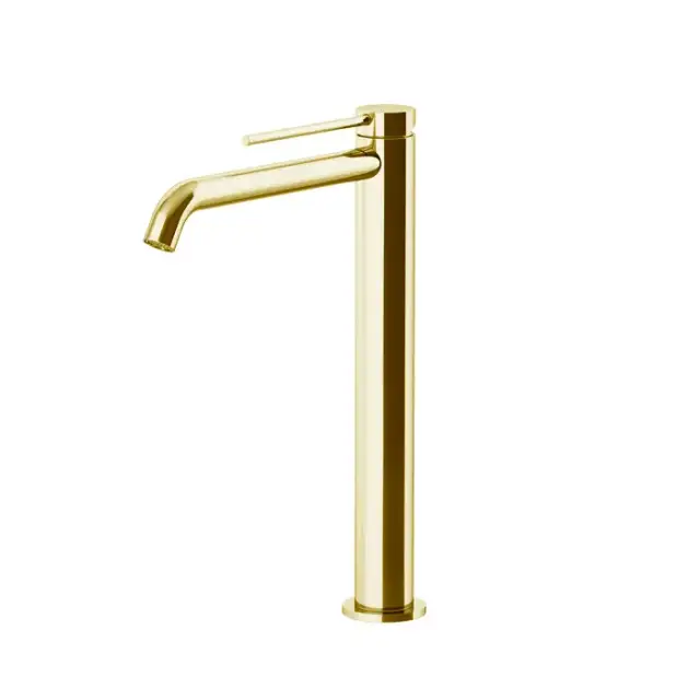 Gattoni Circle Two Смеситель для раковины высокий 302 мм, на 1 отверстие, излив 195 мм, с донным клапаном, цвет: золото