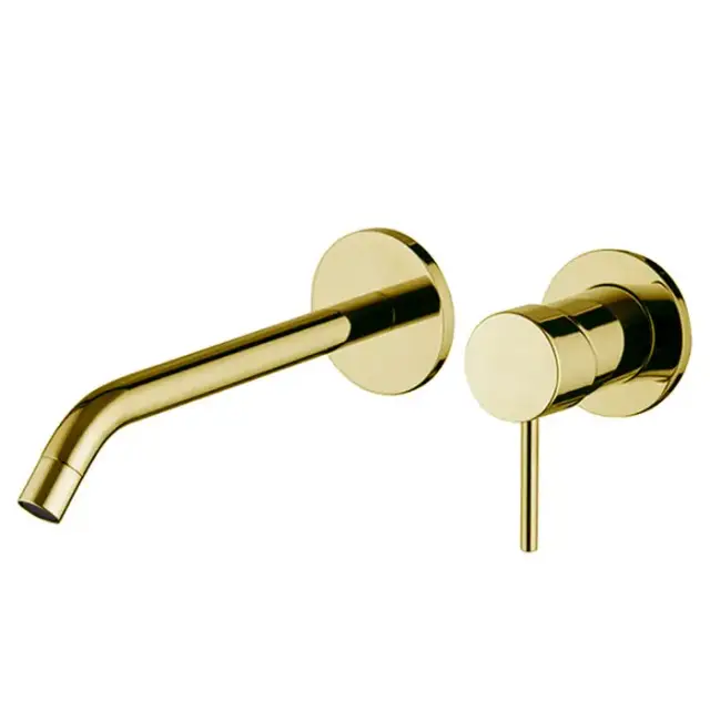 Fima Carlo Frattini Spillo UP Смеситель для раковины настенный, однорычажный, излив 21см, внешняя часть, цвет: золото