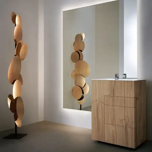 NOORTH milldue edition TOUCH Комплект мебели 144см в матовом шпоне, с раковиной из Milltek Solid, зеркалом с подсветкой, напольная, Цвет: rovere barrique-7979