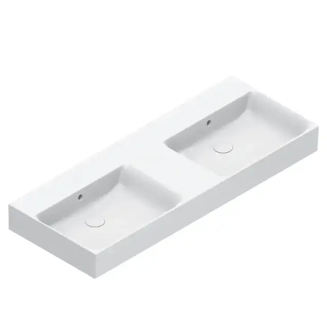 Catalano Premium Раковина двойная 120х47см, подвесная, без отв., цвет: белый глянцевый