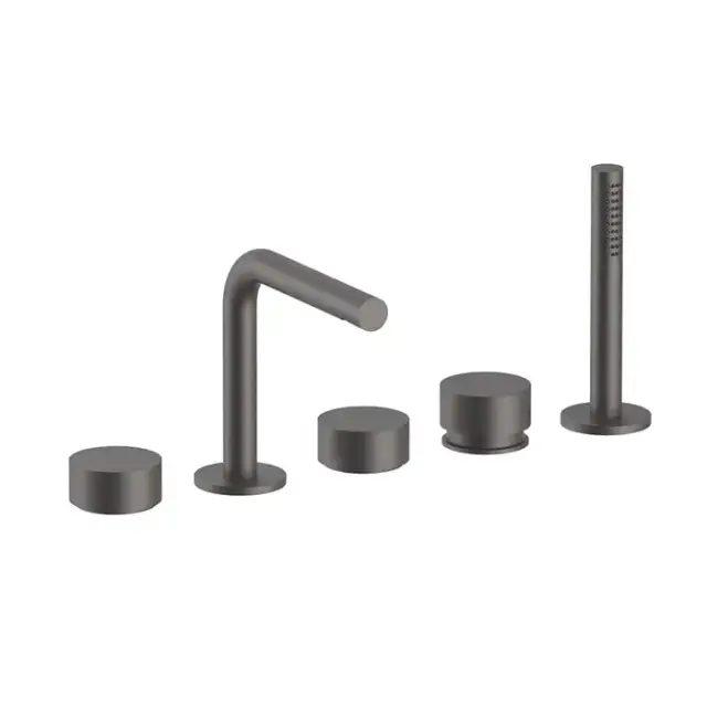 Fantini AF/21 Набортный смеситель для ванны, 5 отв., излив: 155 мм, цвет: Matt Gun Metal PVD