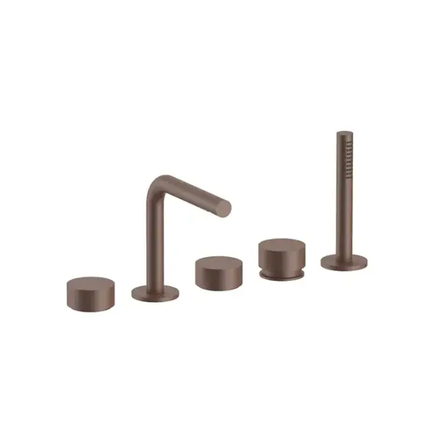 Fantini AF/21 Набортный смеситель для ванны, 5 отв., излив: 155 мм, цвет: Matt Copper PVD