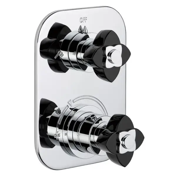 THG Petale de Cristal noir Смеситель для душа, термостатический, с переключателем на 2 потока, цвет: хром/черный хрусталь