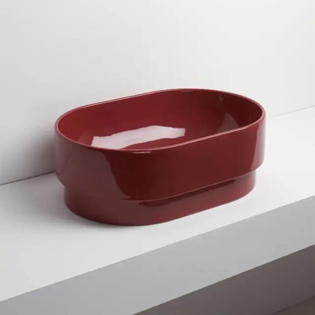 Simas Po-mo Раковина 56x37xh19см., полувстраеваемая сверху без отв., без перелива, цвет: RUBINO