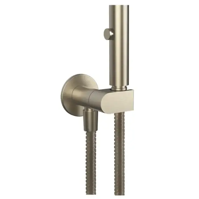 Gessi Eleganza Гигиенический душ с настенным держателем, подводом воды и шлангом 125см., цвет: Finox Brushed Nickel