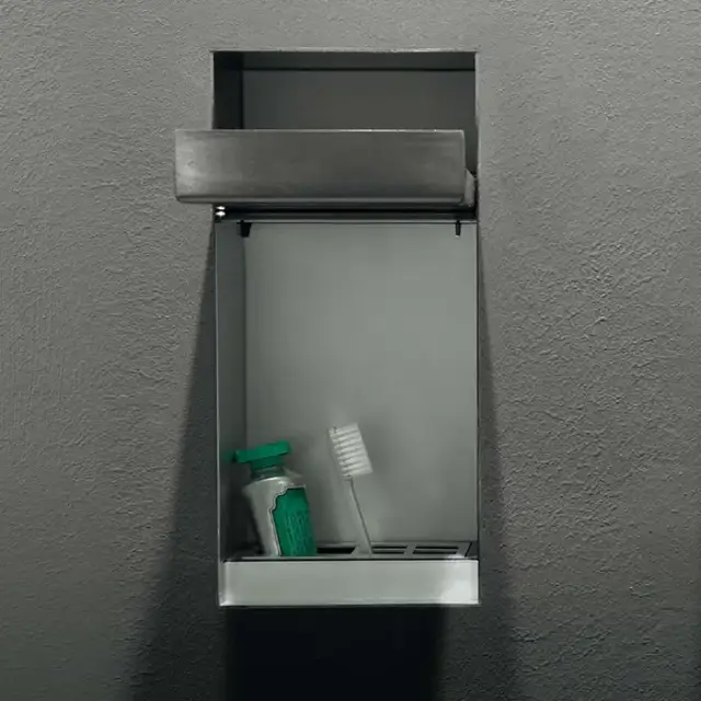 Antonio Lupi Sesamo Держатель для дозатора или для зубных щеток, встраиваемый в стену, из нержавеющей стали AISI 304, отделка алюминий
