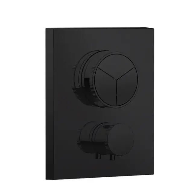 Almar Core Смеситель для душа, встраиваемый, термостатический, с кнопочным управлением для 3-х потребителей, цвет: черный глянцевый PVD