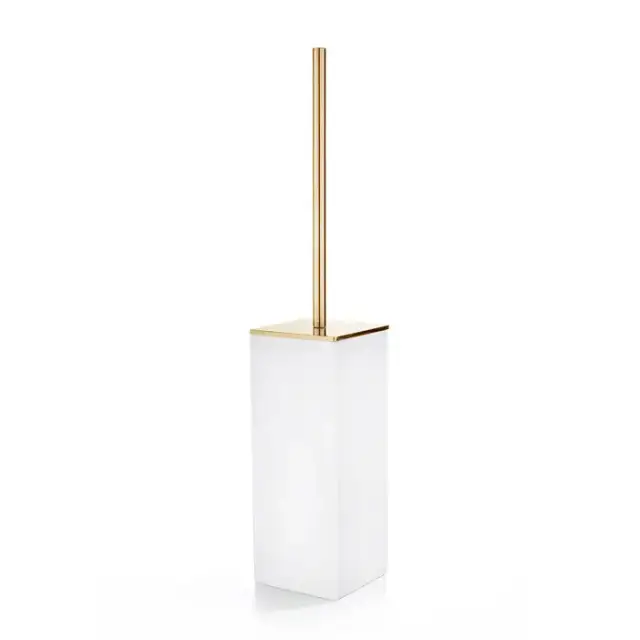 3SC Mood White Туалетный ёршик, напольный, композит Solid Surface, цвет: белый матовый/золото 24к.