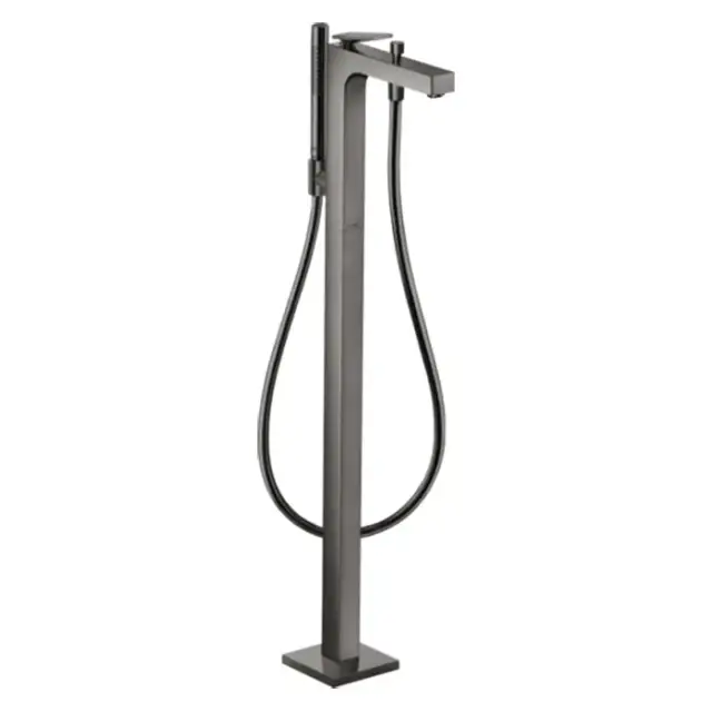 Axor Citterio Смеситель для ванны, напольный, с ручным душем, текстура, цвет: полированный черный хром