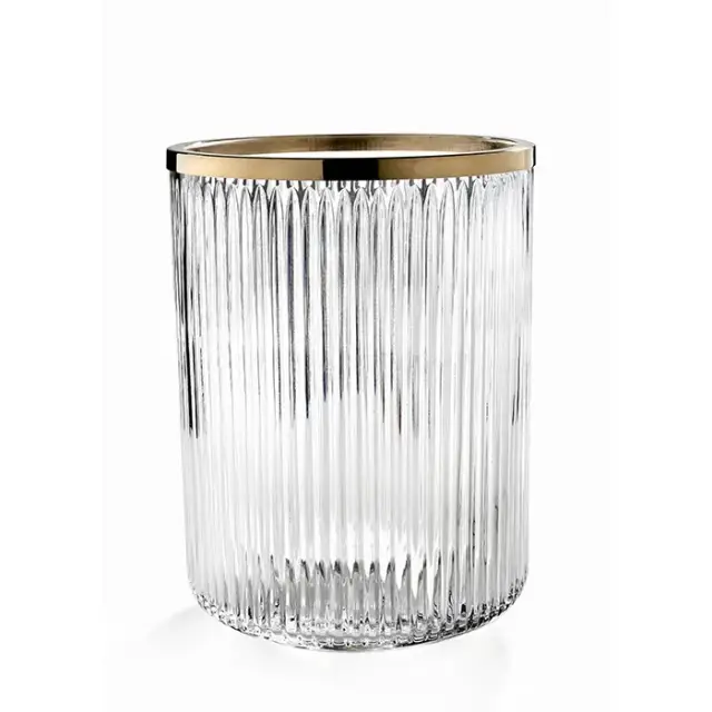 3SC Elegance Ведро, без крышки, 20хh28х20 см, цвет: прозрачный хрусталь/золото 24к. opaco