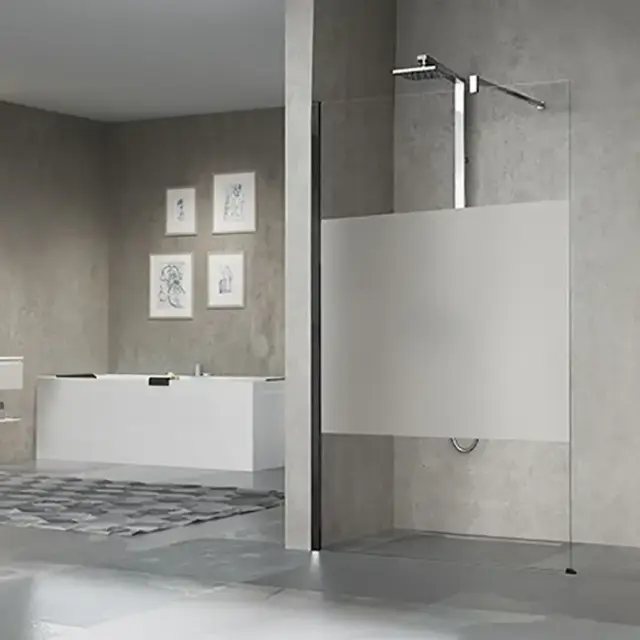 Novellini Giada H Душевое ограждение 117-118.5х195cм., с свободным входом, с настенным кронштейном, стекло прозрачное, цвет: черный матовый