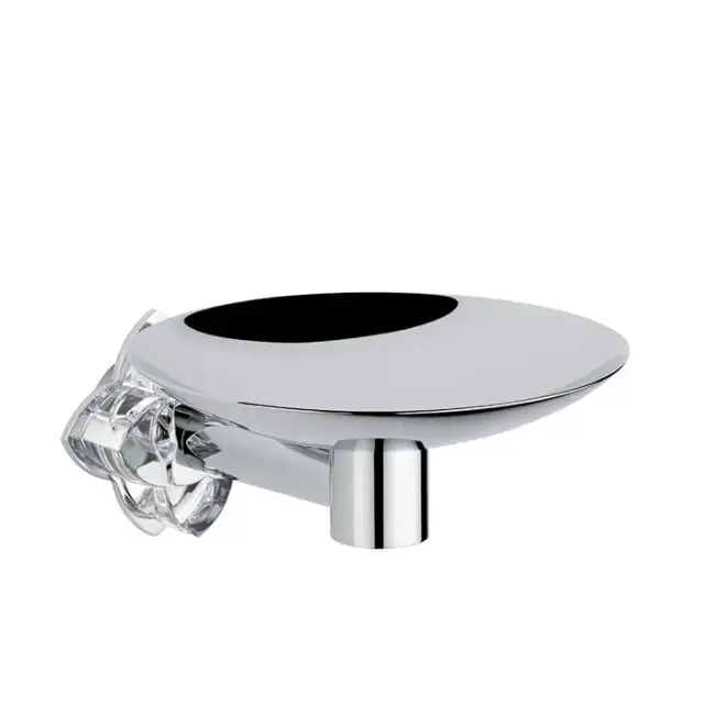 THG Pétale de cristal clair Мыльница металлическая ø 15см., подвесная, цвет: хром/прозрачный хрусталь