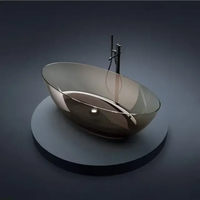 Gruppo Treesse Camelia Ванна 180х85х50см., отдельностоящая, без перелива, сифон, цвет: SMOKEY TRANSPARENT RESIN