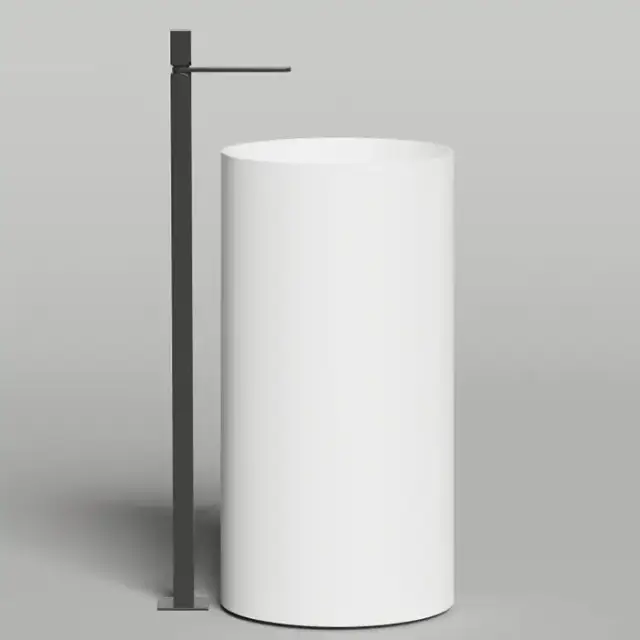 Salini Armonia Round 01 Раковина напольная 45х45х90см., мат-л: S-Stone, слив в пол, цвет: белый матовый