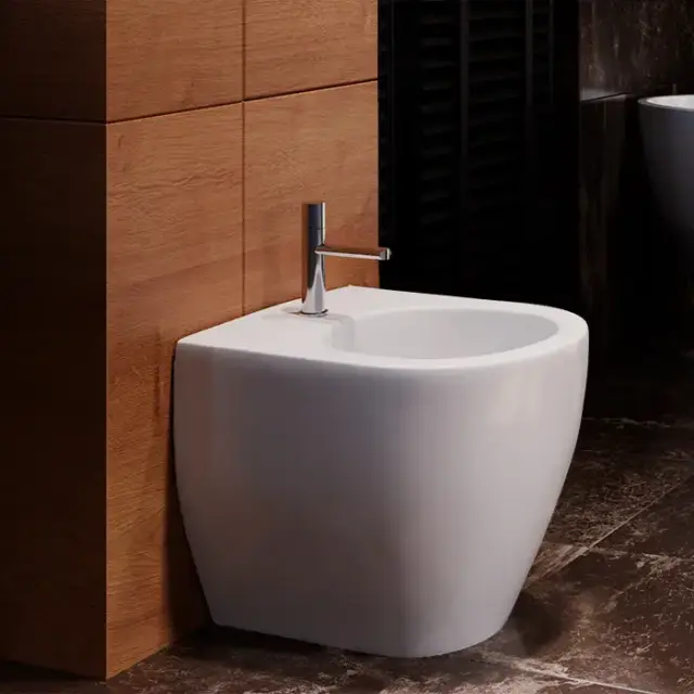 Kerasan Flo Биде напольное 48см., приставное, 1 отв., цвет: белый