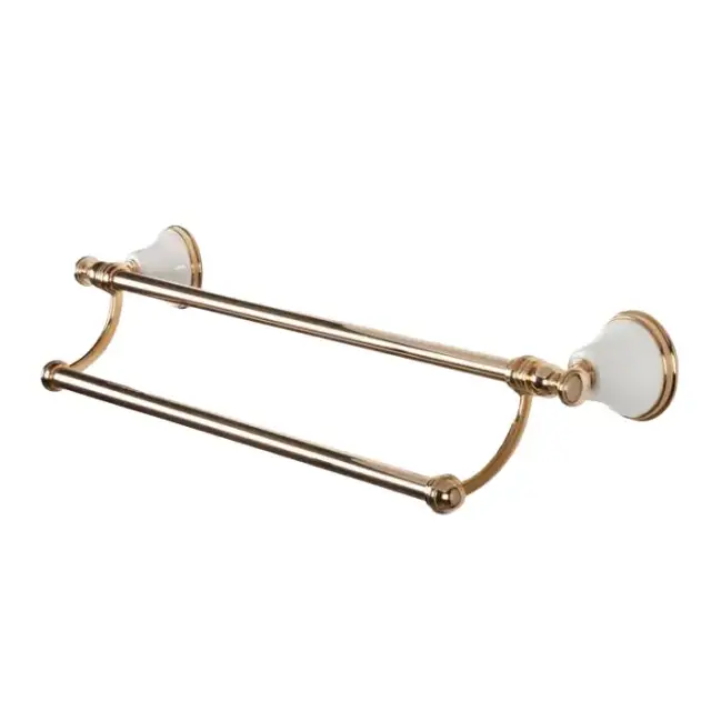 TW Harmony 012, полотенцедержатель двойной 58см, подвесной, цвет: золото/белый
