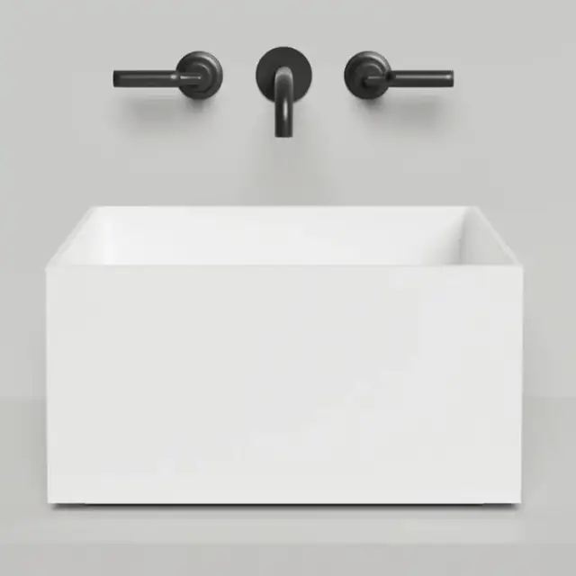 Salini Armonia Square 02 Раковина накладная 45х45х25см., без отв., мат-л: S-Stone, цвет: белый матовый