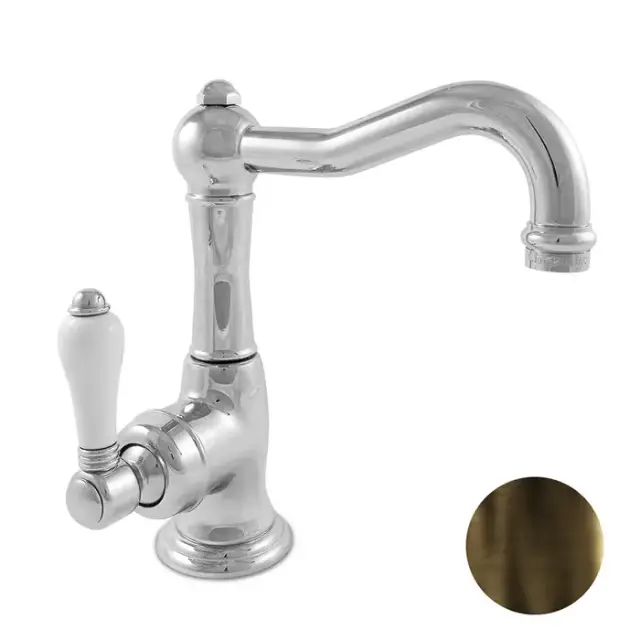 Nicolazzi P.m. Blanc Смеситель для раковины, с донным клапаном, ручки белая керамика, цвет: тёмная бронза