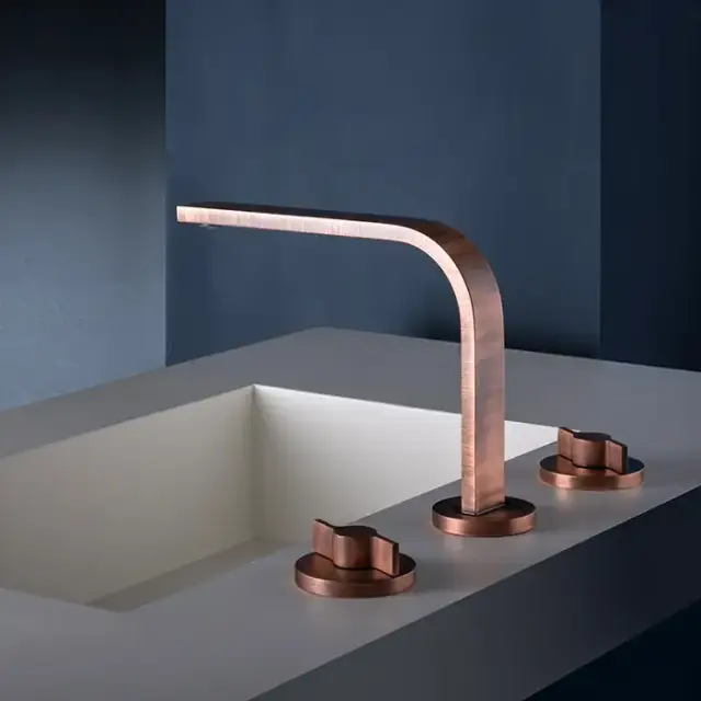 Gattoni GAS Смеситель для раковины, на 3 отв., в комплекте с донным клапаном, цвет: Matt old copper