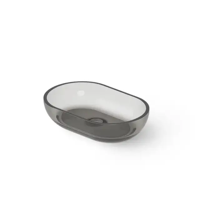 Dea Design Washbasins Раковина 58х38х14см., накладная, без отв., Glasstech, прозрачная смола, цвет: Smoky Black R4