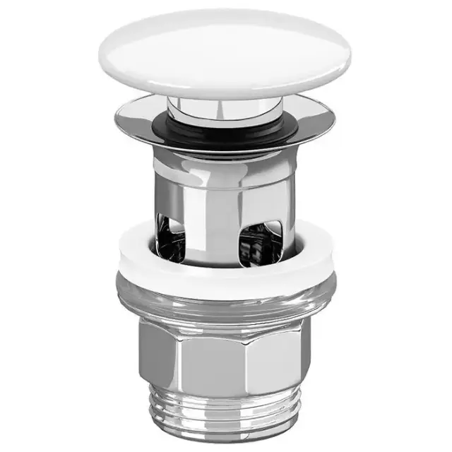 Villeroy&Boch ViConnect Донный клапан для раковины, с переливом, с керамической крышкой, нажимной, цвет: альпийский белый