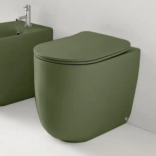 Kerasan Nolita Унитаз безободковый пристенный 55х35 см, с креплениями WB5N, цвет: Verde muschio